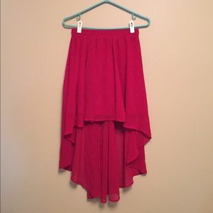 Red chiffon asymmetrical skirt